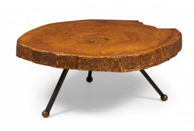 Mexican Modern Free Edge Sabino Wood and Iron Coffee Cocktail Table