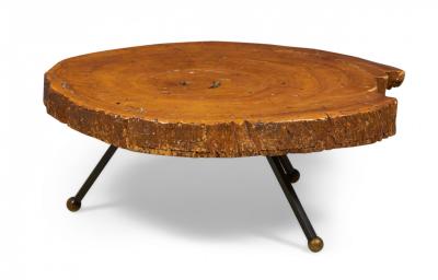 Mexican Modern Free Edge Sabino Wood and Iron Coffee Cocktail Table