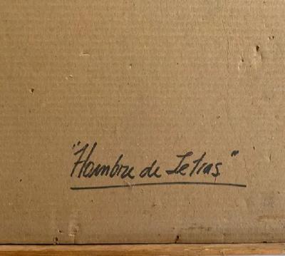 Mexican Newsprint Collage Artist Signed and Dated 1996 Titled Hombre de Letras 