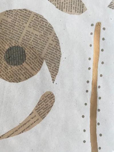 Mexican Newsprint Collage Artist Signed and Dated 1996 Titled Hombre de Letras 