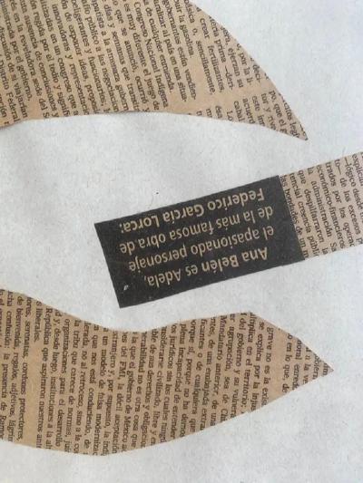 Mexican Newsprint Collage Artist Signed and Dated 1996 Titled Hombre de Letras 