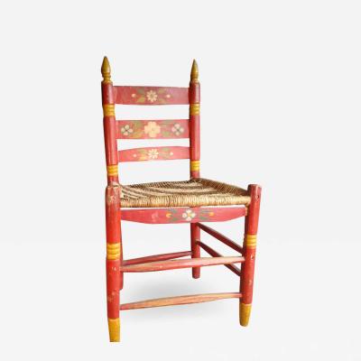 Mexican Red Hand Painted Chair 1940