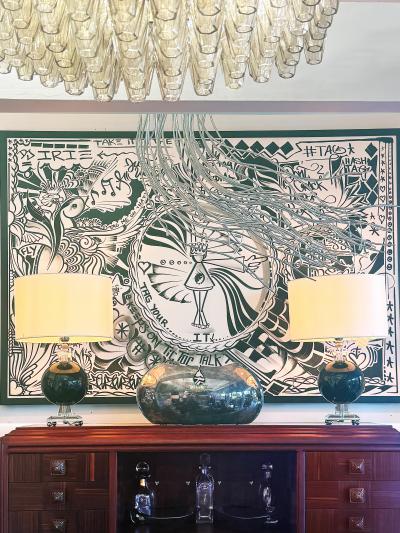 Miami Street Artist Jona Cerwinske Black White Abstract Painting c2010