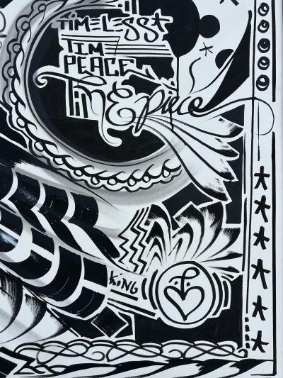 Miami Street Artist Jona Cerwinske Black White Abstract Painting c2010