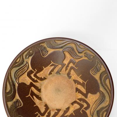 Michael Andersen Son MICHAEL ANDERSEN STONEWARE BOWL WITH 4 HORSES BORNHOLM DENMARK 1950