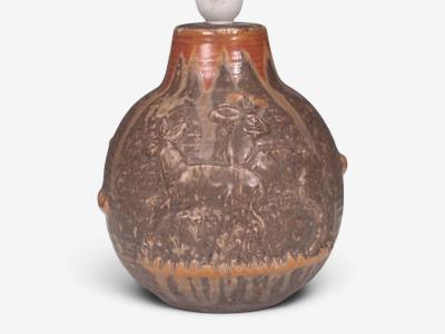 Michael Andersen Son Table Lamp Brown Stoneware Denmark 1960s