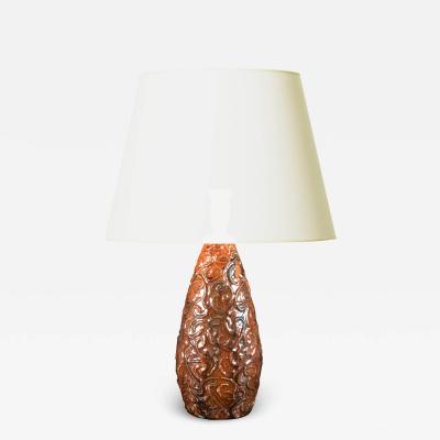 Michael Andersen Sons Arts and Crafts Table Lamp with Vermicelli Relief by Michael Andersen Sons