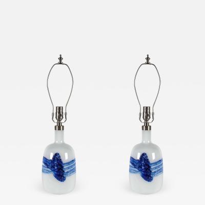 Michael Bang M Bang White Blue Glass Lamps