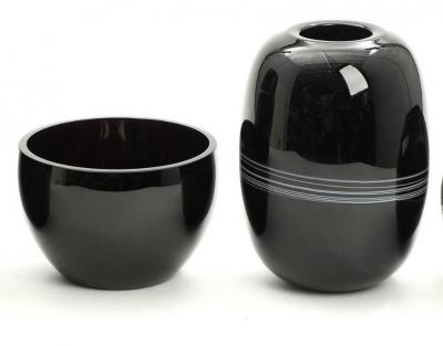 Michael Bang Michael Bang Glass Vase with Milk Glass Detail