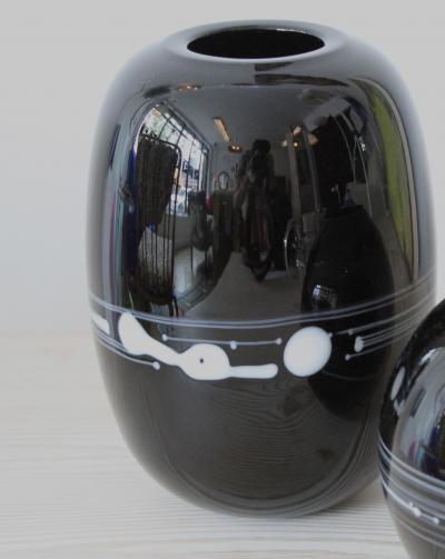 Michael Bang Michael Bang Glass Vase with Milk Glass Detail