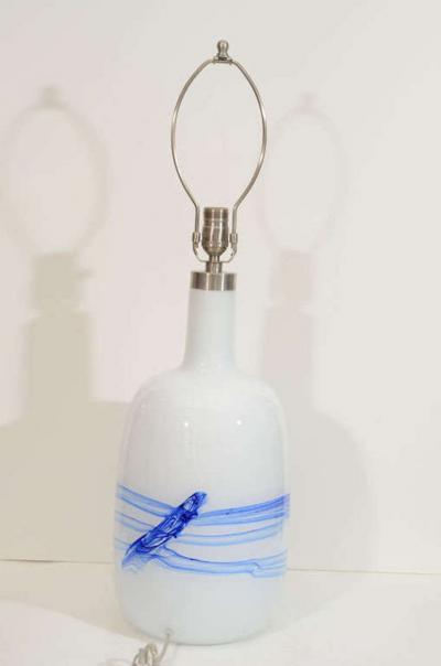 Michael Bang Michael Bang White Blue Glass Lamps
