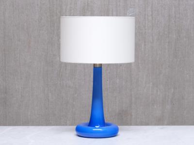Michael Bang Pair of Michael Bang Blue Glass Table Lamps Holmegaard Denmark 1970s