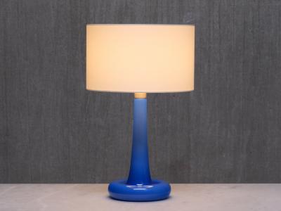 Michael Bang Pair of Michael Bang Blue Glass Table Lamps Holmegaard Denmark 1970s