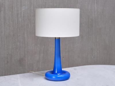 Michael Bang Pair of Michael Bang Blue Glass Table Lamps Holmegaard Denmark 1970s