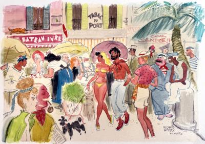 Michael Berry St Tropez Glamorous Star Struck Period Painting from the Brigitte Bardot Era