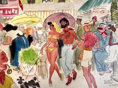 Michael Berry St Tropez Glamorous Star Struck Period Painting from the Brigitte Bardot Era