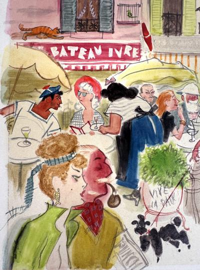 Michael Berry St Tropez Glamorous Star Struck Period Painting from the Brigitte Bardot Era