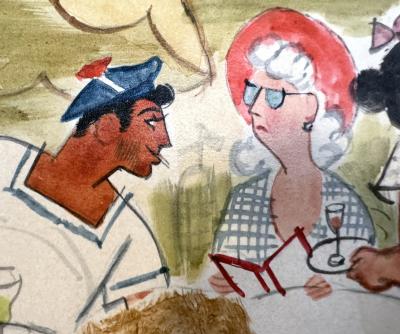 Michael Berry St Tropez Glamorous Star Struck Period Painting from the Brigitte Bardot Era