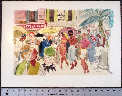 Michael Berry St Tropez Glamorous Star Struck Period Painting from the Brigitte Bardot Era