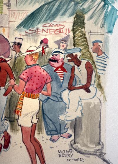 Michael Berry St Tropez Glamorous Star Struck Period Painting from the Brigitte Bardot Era