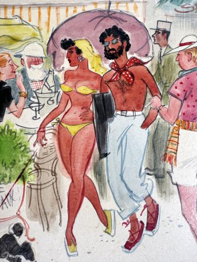 Michael Berry St Tropez Glamorous Star Struck Period Painting from the Brigitte Bardot Era