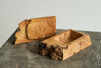 Michael Elkan Michael Elkan Box in Live Edge Maple Burl American Craft Movement 1980s