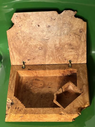 Michael Elkan Vintage Live Edge Burl Box by Michael Elkan Jewelry Box Desk Box
