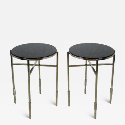 Michael Graves Pair of Michael Graves Modern Granite and Polished Chrome End Side Tables