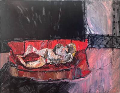 Michael Hafftka Large Modern Art Expressionist Oil Painting by Michael Hafftka The Couch