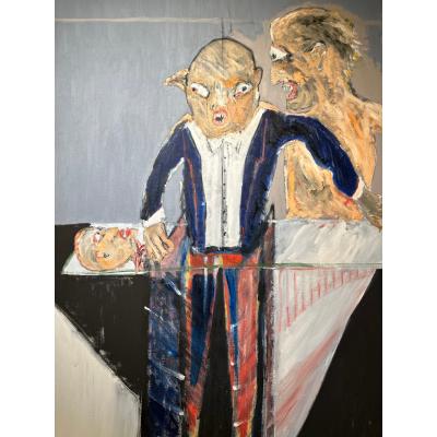 Michael Hafftka Original Michael Hafftka Expressionist Oil Painting of a Magician