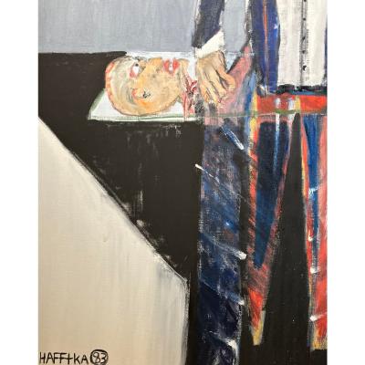 Michael Hafftka Original Michael Hafftka Expressionist Oil Painting of a Magician