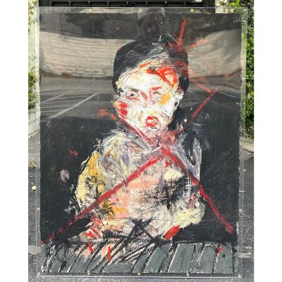 Michael Hafftka Original Michael Hafftka Expressionist Portrait Oil Painting on Paper