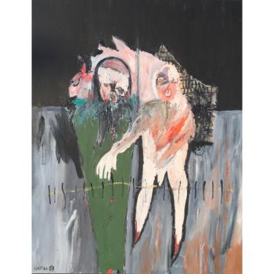 Michael Hafftka Original Modern Expressionist Oil Painting Edgewalk by Michael Hafftka