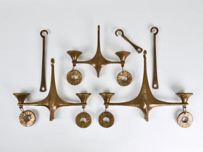 Michael Harjes Michael Harjes Large Brutalist Hanging Ceiling Candelabra Candle Holder 1970s