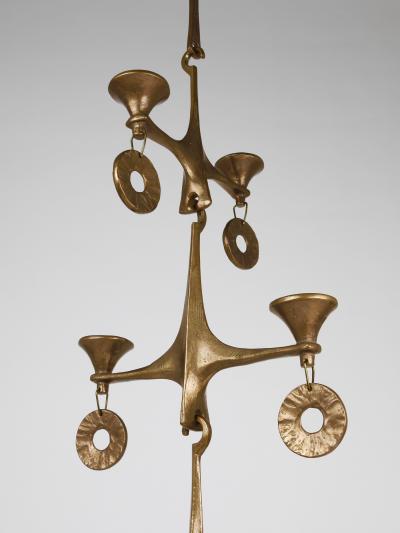 Michael Harjes Michael Harjes Large Brutalist Hanging Ceiling Candelabra Candle Holder 1970s