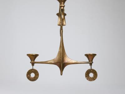 Michael Harjes Michael Harjes Large Brutalist Hanging Ceiling Candelabra Candle Holder 1970s