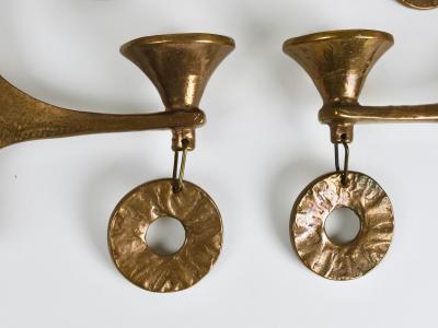 Michael Harjes Michael Harjes Large Brutalist Hanging Ceiling Candelabra Candle Holder 1970s