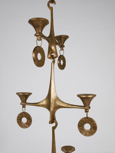 Michael Harjes Michael Harjes Large Brutalist Hanging Ceiling Candelabra Candle Holder 1970s