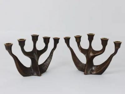 Michael Harjes Up to Two Midcentury Brutalist Bronze Candleholders by Michael Harjes 1960s