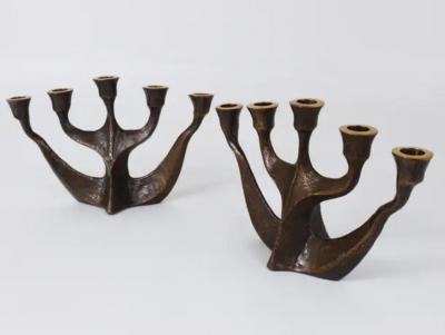 Michael Harjes Up to Two Midcentury Brutalist Bronze Candleholders by Michael Harjes 1960s