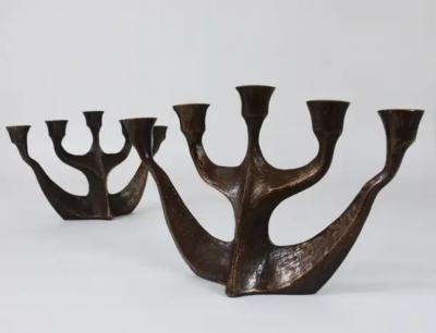 Michael Harjes Up to Two Midcentury Brutalist Bronze Candleholders by Michael Harjes 1960s