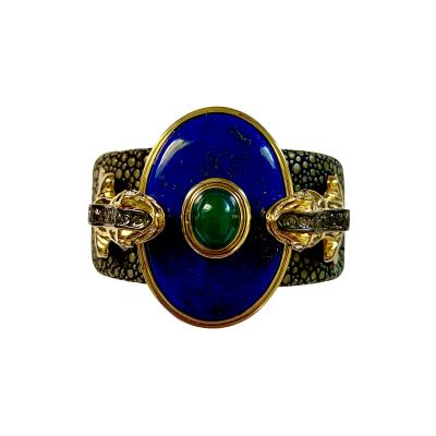 Michael Kneebone Michael Kneebone Lapis Emerald Diamond Stringray Inca Frog Cuff Bracelet