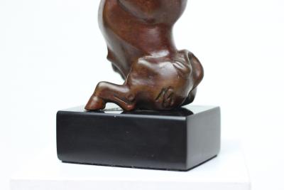 Michael Lantz Rare Bronze Sculpture of a Sitting Bull by American Sculptor Michael Lantz