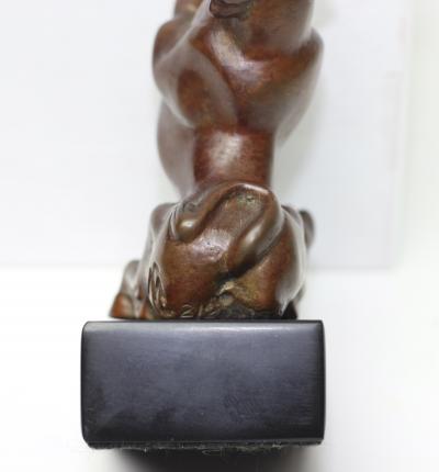 Michael Lantz Rare Bronze Sculpture of a Sitting Bull by American Sculptor Michael Lantz