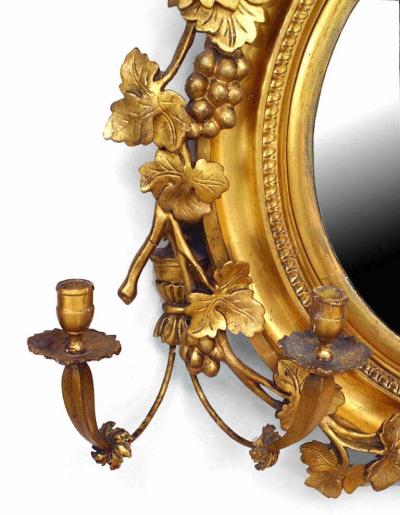 Michael OMalley Irish Victorian Gilt Girandole Eagle Crest Wall Mirror