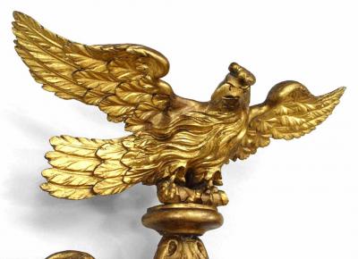 Michael OMalley Irish Victorian Gilt Girandole Eagle Crest Wall Mirror