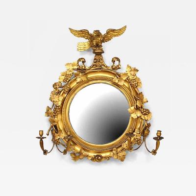 Michael OMalley Irish Victorian Gilt Girandole Eagle Crest Wall Mirror