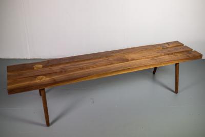 Michael Rozell Studio Slat Bench by Michael Rozell in Walnut and White Oak Inlays