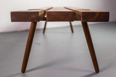 Michael Rozell Studio Slat Bench by Michael Rozell in Walnut and White Oak Inlays