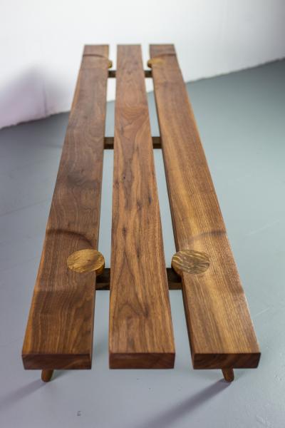 Michael Rozell Studio Slat Bench by Michael Rozell in Walnut and White Oak Inlays